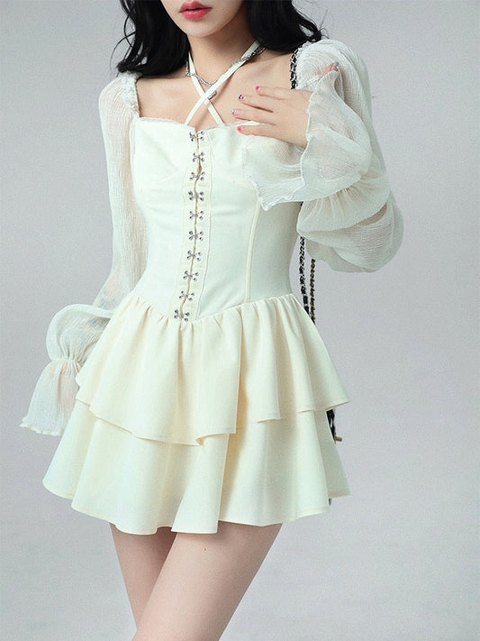 flowersverse Back to school outfit Summer Dresses Women Long Sleeve Party Chic And Elegant Dress Female Design Boho Beach One Piece Dress Korean Chic Casual