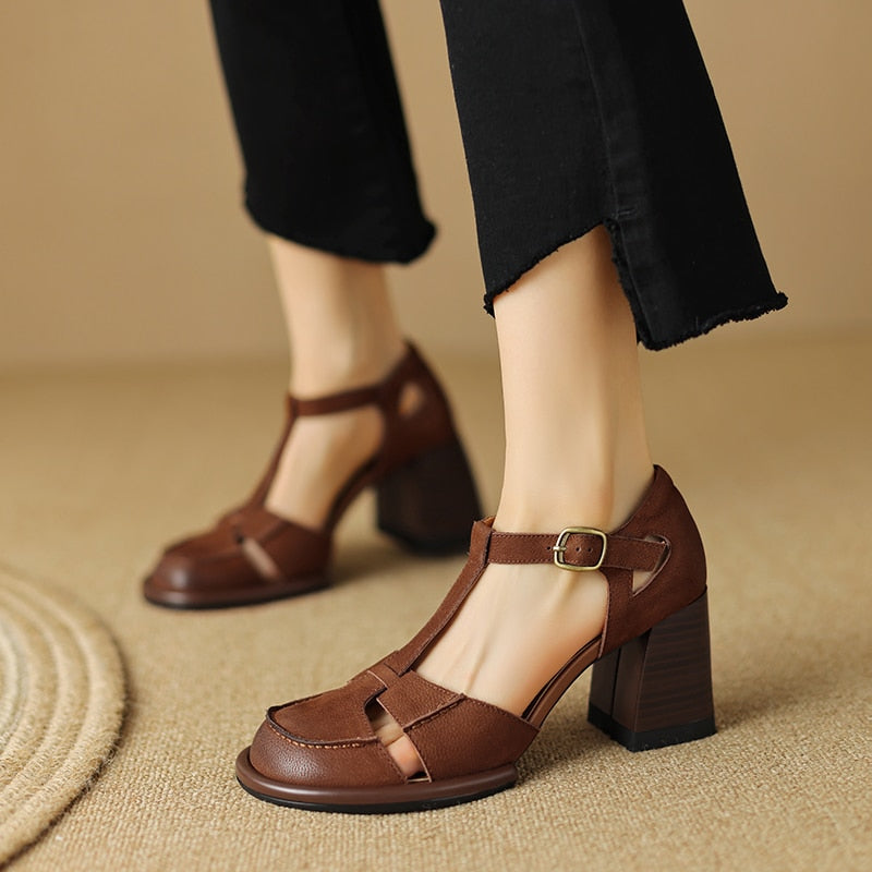 flowersverse  new Women sandals natural leather 22-24.5cm cowhide+pigskin+sheepskin full leather t-buckle hollow out women summer shoes