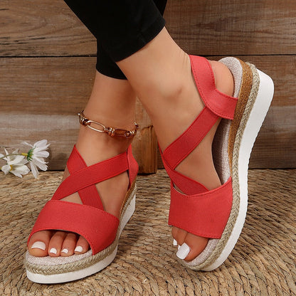 flowersverse Fashion Summer Wedge Sandals for Women Lightweight Platform Gladiator Shoes Woman Plus Size Non Slip Casual Sandalias Mujer