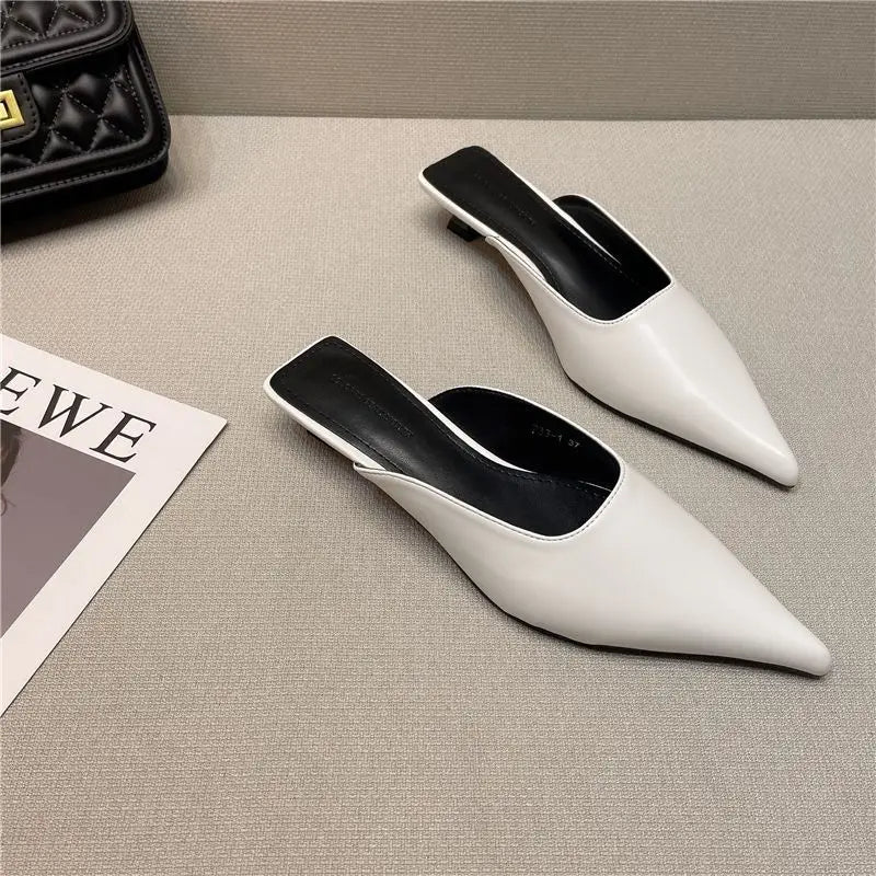 flowersverse- New Low Heel Slippers Summer Close Toe Outdoor Mules Casual Pumps Street Style Mum‘s Sandal Slip On Half Slippers Loafers