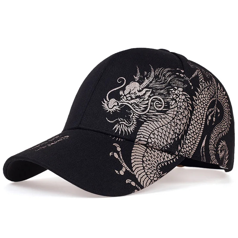 flowersverse-Dragon Pattern Men's Trendy Handsome Peaked Cap Cool Hip Hop Baseball Hat