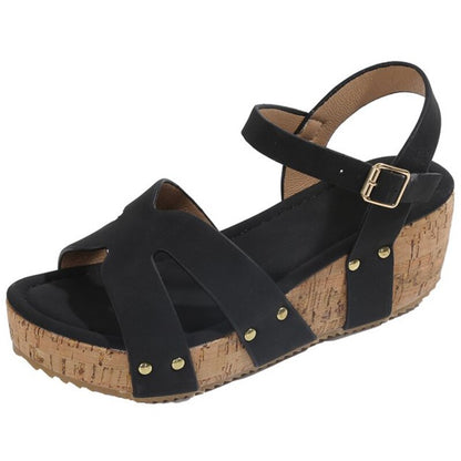 flowersverse Brand Design Chunky Platform Sandals for Women Summer  Buckle Strap Wedge Sandles Woman Rivet Thick Sole Gladiator Sandalias