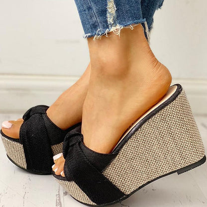 flowersverse Free Gift Feet Chain Slip On Leisure Platform Summer Sandals Wedges High Heels Women Shoes Woman Mules Flip Flops