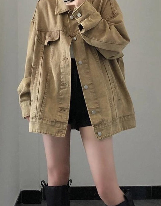 flowersverse Basic Jackets Women Vintage Spring College Teens All-Match Casual Fashion Popular Korean Style BF Streetwear Chic Ins Young Lady