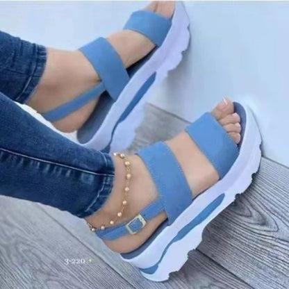 flowersverse-Women Comfortable Outdoor Sandals Casual Plus Size Slippers Round on Plus Size Wedge Shoes Sandalias Mujer