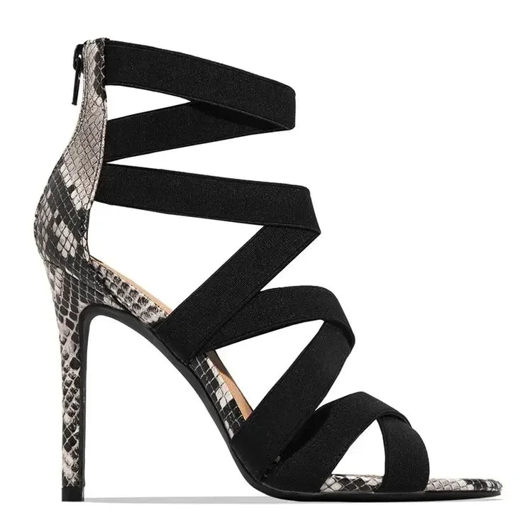 flowersverse-2024 New Summer Women's High Heels Stiletto Women's Sandals Fashion All-match Zipper Sexy Open Toe Buckle Sandals Women Party