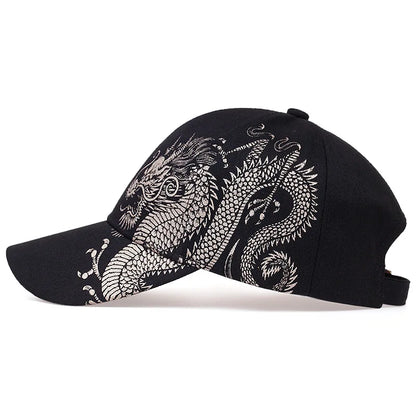 flowersverse-Dragon Pattern Men's Trendy Handsome Peaked Cap Cool Hip Hop Baseball Hat