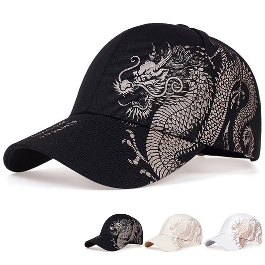 flowersverse-Dragon Pattern Men's Trendy Handsome Peaked Cap Cool Hip Hop Baseball Hat