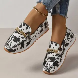 flowersverse-35-43 Plus Size Women Casual Slip on Loafers Autumn Non-slip Soft Shoes Female Leopard Print Comfortable Sneakers Woman Shoes