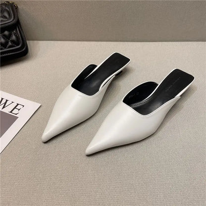 flowersverse- New Low Heel Slippers Summer Close Toe Outdoor Mules Casual Pumps Street Style Mum‘s Sandal Slip On Half Slippers Loafers