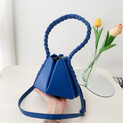 flowersverse Back to school Braided Handle Triangular Designer Mini Women Handbags Trends Summer Fashion Unique Ladies Shoulder Crossbody Bags