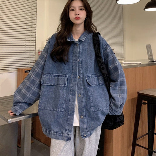 flowersverse Basic Jackets Women College Young Ladies Korean Style Loose Patchwork Spring Simple Students New Arrival Fashion Casual Popular