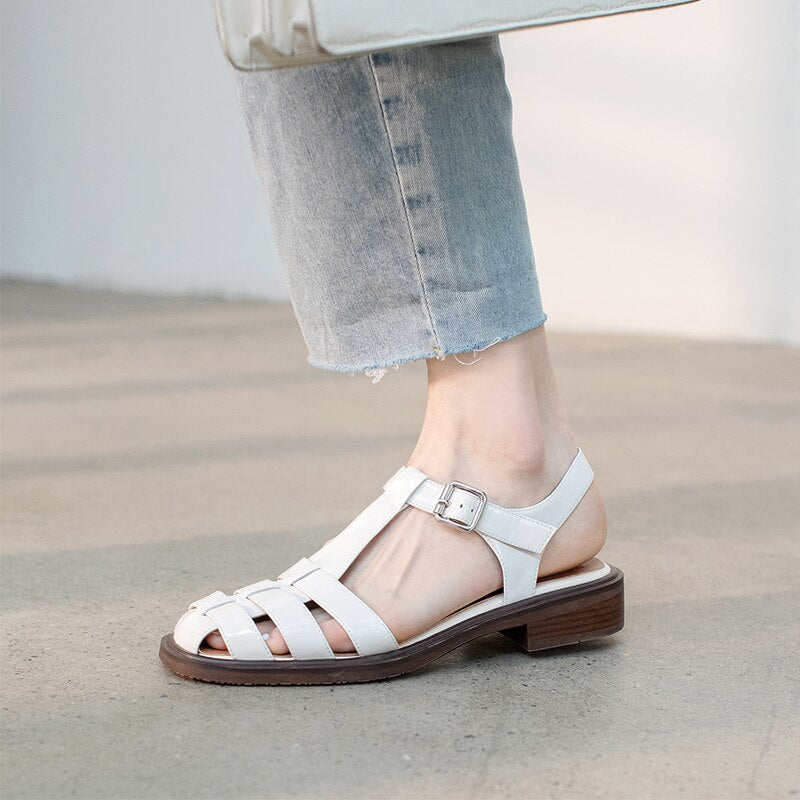 flowersverse  new Women sandals natural leather 22-25cm cowhide+pigskin+sheepskin full leather Vintage Roman sandals fashion women shoes