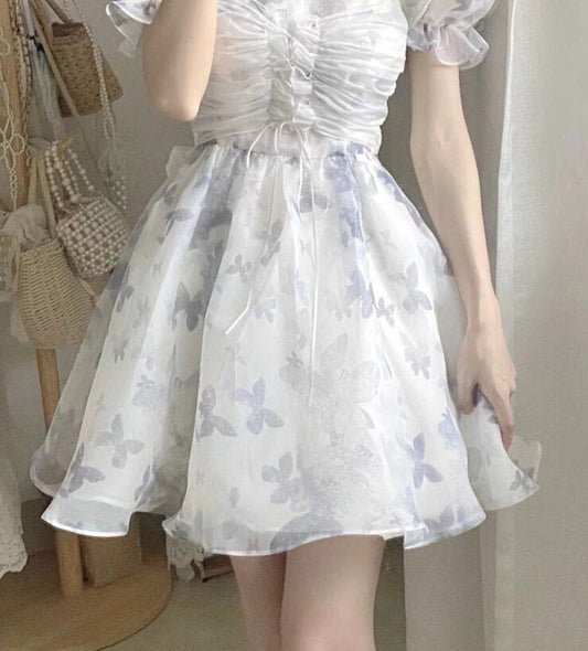 flowersverse Back to school outfit Summer Fashion Design Bow Y2k Mini Dress Women Casual Kawaii Clothing Elegant Short Party Dress Office Lady Korean Dress