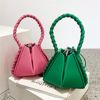 flowersverse Back to school Braided Handle Triangular Designer Mini Women Handbags Trends Summer Fashion Unique Ladies Shoulder Crossbody Bags