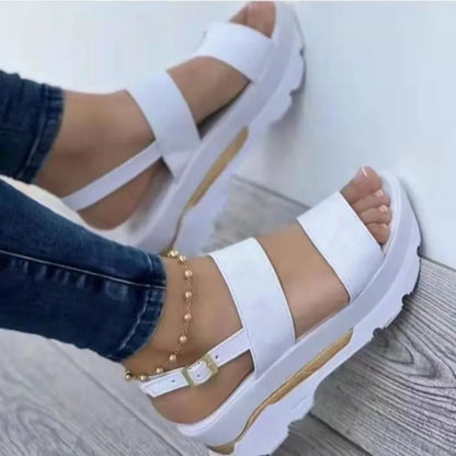 flowersverse-Women Comfortable Outdoor Sandals Casual Plus Size Slippers Round on Plus Size Wedge Shoes Sandalias Mujer