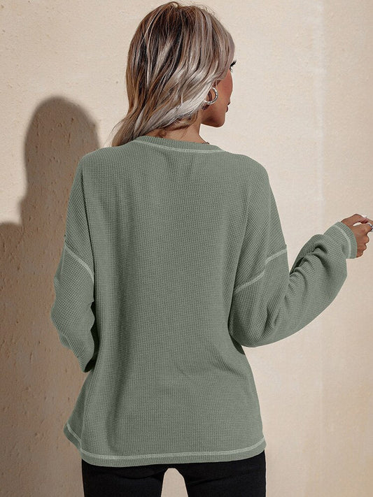 flowersverse Autumn Winter Feminine Clothes Fashion Casual Loose Puff Sleeve Pocket Women Tops Contrast Color Splice Vintage Ladies Pullovers