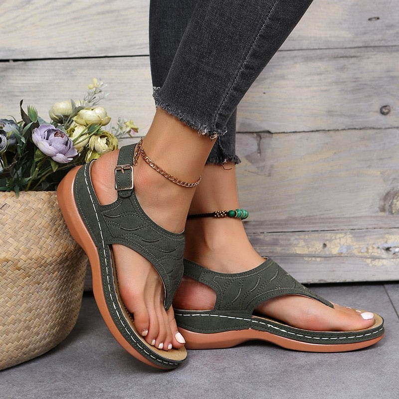 Back to school outfit flowersverse  flowersverse Summer Oxford Women Sandals Flats Slippers Pu Leather Flip Flops Belt Buckle Female Shoes  New Rome Fashion Women Slides