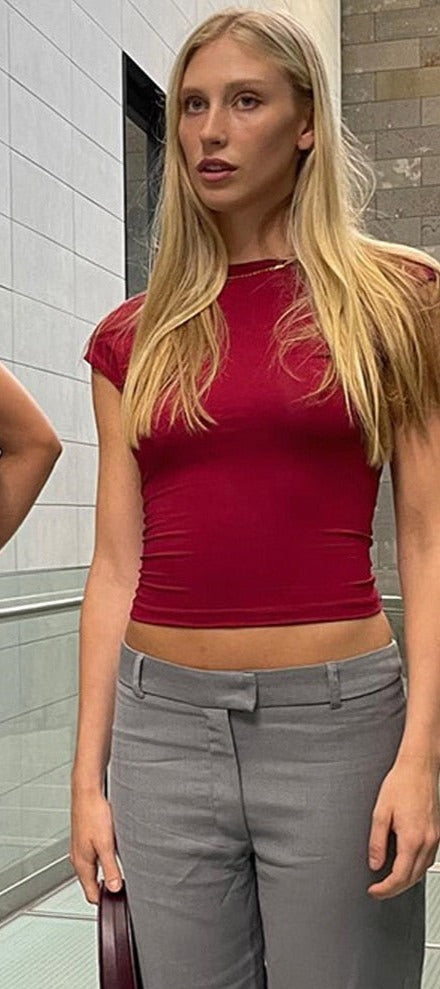 Aomzae Backless Crop Top T-shirt Women Y2K Top   Summer Short Sleeve    T Shirt Fashion Casual Cotton T-shirts Streetwear