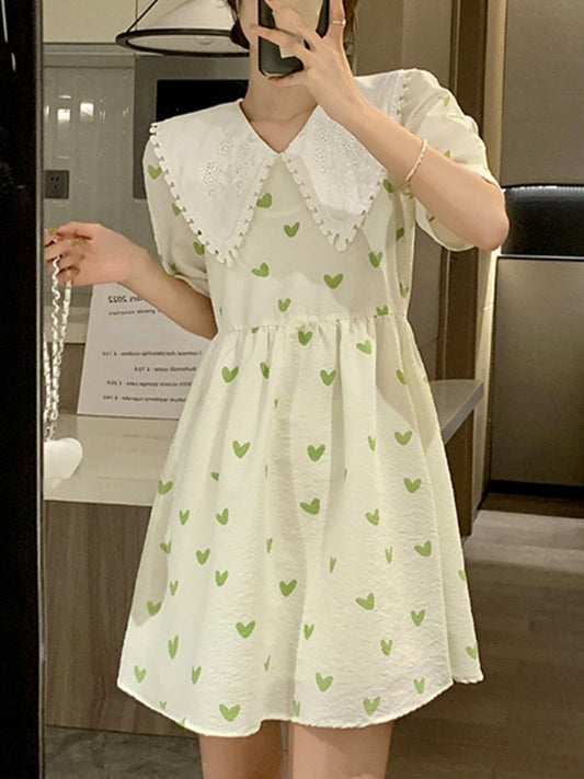 flowersverse Back to school outfit Fairy Floral Mini Dress Women Short Sleeve Kawaii Clothing Lolita Dress Even Party Female Summer Casual Korean Dress Chic