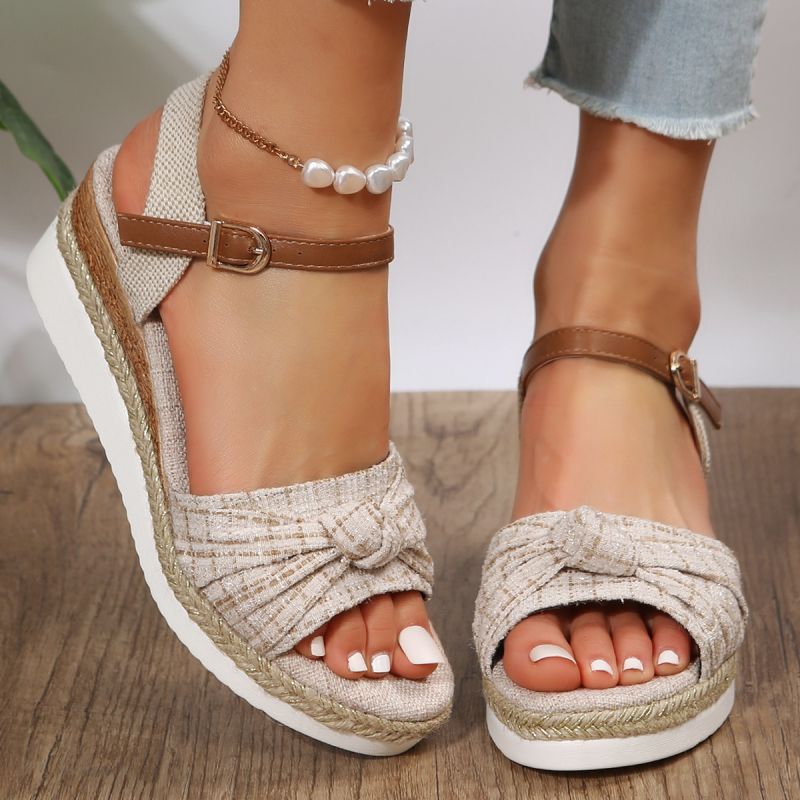 flowersverse Wedge Sandals for Women Summer Peep Toe Non Slip Gladiator Shoes Woman Fashion Bowtie Platform Sandalias Mujer