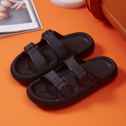 flowersverse Fashion Buckle Thick Platform Slippers Women Home Soft Sole eva Cloud Slides Sandals Woman  Summer Non Slip Beach Flip Flops