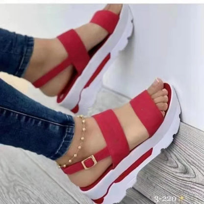 flowersverse-Women Comfortable Outdoor Sandals Casual Plus Size Slippers Round on Plus Size Wedge Shoes Sandalias Mujer