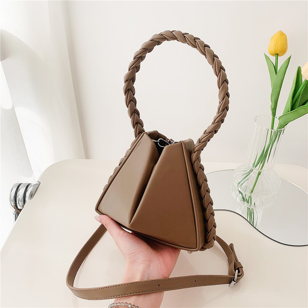 flowersverse Back to school Braided Handle Triangular Designer Mini Women Handbags Trends Summer Fashion Unique Ladies Shoulder Crossbody Bags