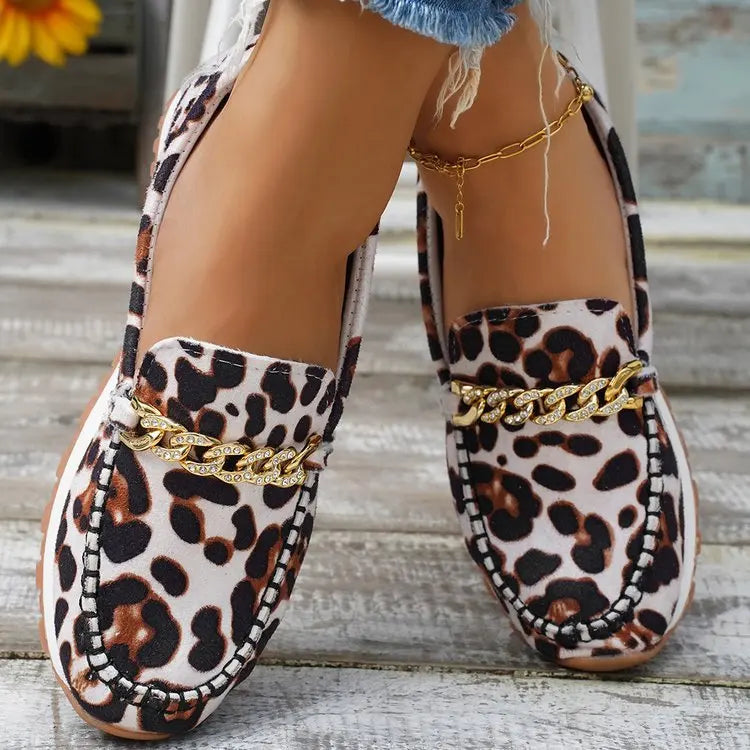 flowersverse-35-43 Plus Size Women Casual Slip on Loafers Autumn Non-slip Soft Shoes Female Leopard Print Comfortable Sneakers Woman Shoes