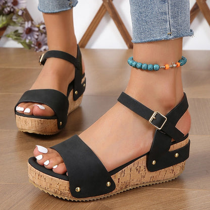 flowersverse Thick Sole Wedge Heel Sandals for Women Summer  Chunky Platform Sandles Woman Big Size Ankle Strap Gladiator Sandalias Mujer