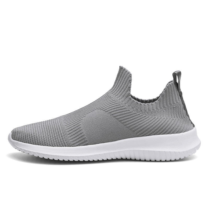 flowersverse Slip-On Sneakers Men Lightweight Running Shoes Breathable Knitted Sock Shoes White Jogging Walking Sport Shoes Male Casual Shoes