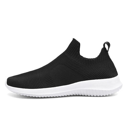 flowersverse Slip-On Sneakers Men Lightweight Running Shoes Breathable Knitted Sock Shoes White Jogging Walking Sport Shoes Male Casual Shoes