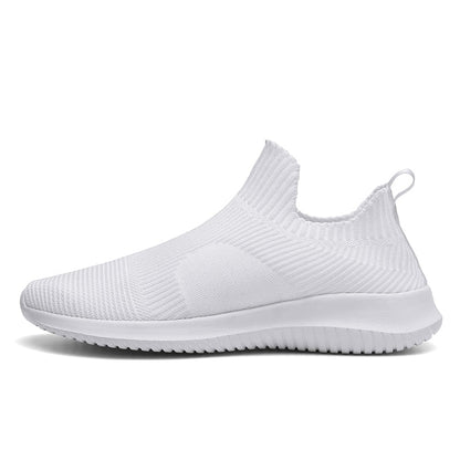 flowersverse Slip-On Sneakers Men Lightweight Running Shoes Breathable Knitted Sock Shoes White Jogging Walking Sport Shoes Male Casual Shoes