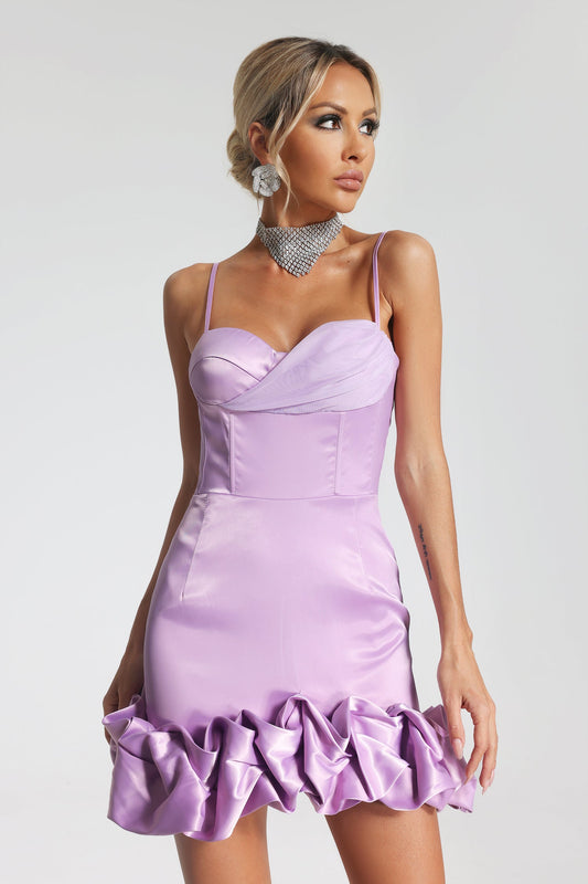 flowersverse Taylor Mesh Flounced Mini Dress