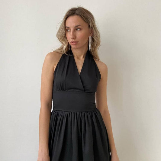 flowersverse Black White Sexy V Neck Party Evening Dress Vintage Summer Beach Vacation Long Dresses Sleeveless Bodycon Maxi Dresses For Women