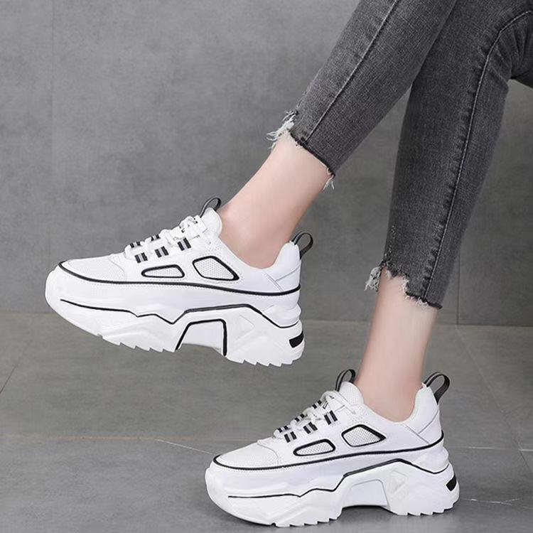 flowersverse Women Sneakers White Black Designer Shoes Woman Autumn Winter Chunky Sneakers Fashion Light Dad Shoes Ladies Platform Footwear