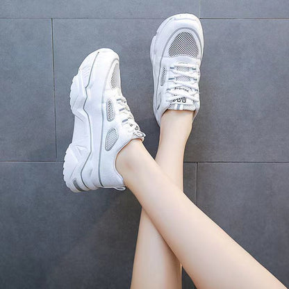 flowersverse Women Sneakers White Black Designer Shoes Woman Autumn Winter Chunky Sneakers Fashion Light Dad Shoes Ladies Platform Footwear