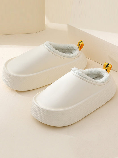 flowersverse Home Non-Slip Keep Warm Velvet Waterproof Solid Color Slippers