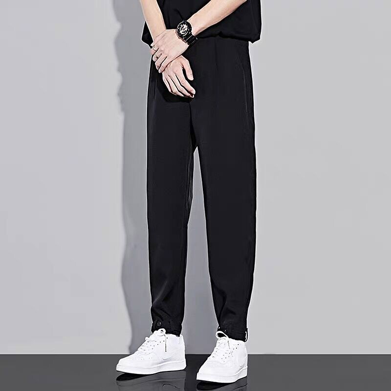 flowersverse Men's Dress Pants Culottes Wide Leg Trousers Pleated Pants Pleated Pocket Plain Comfort Breathable Casual Daily Holiday Stylish Classic Style Black White