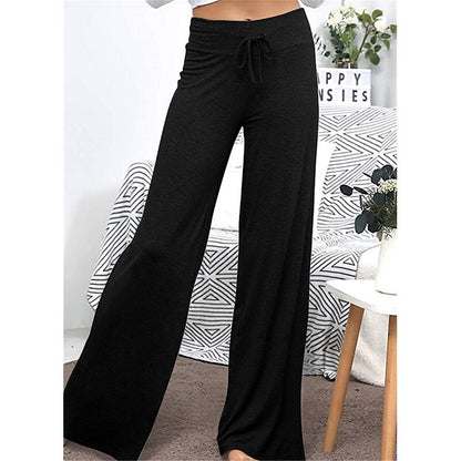 flowersverse Women's Plus Size Loungewear Pants Nighty 1 PCS Pure Color Fashion Simple Comfort Home Daily Vacation Cotton Breathable Long Pant Elastic Waist Basic Spring Summer Black Wine