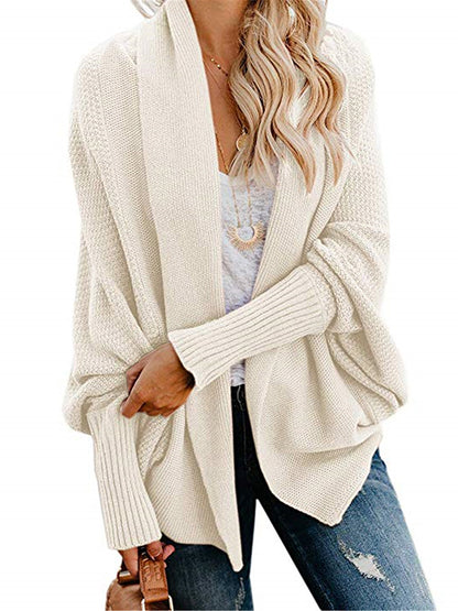 flowersverse Casual Batwing Sleeves Loose Solid Color Cardigan Tops