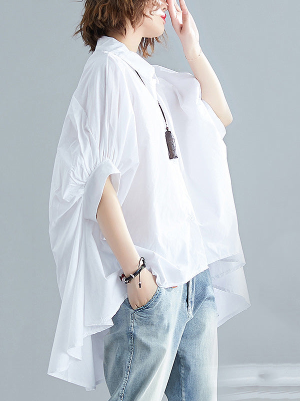 flowersverse Irregular High-Low Oversize Batwing Sleeve Shirt