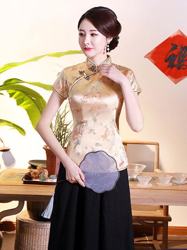 flowersverse Vintage Plum Blossom Cheongsams Tops