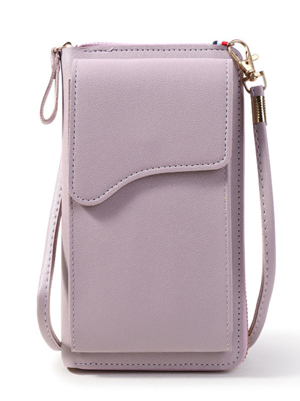 flowersverse Simple Solid Color PU Sling Bag Shoulder Bag