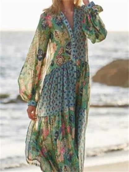 flowersverse Bohemian Long Dress Beach Skirt