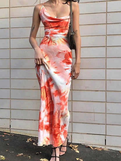 flowersverse Trendy Tie-Dye Print Slip Dress