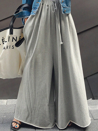 flowersverse Loose Urban Gray Wide Leg Elastic Waist Pants