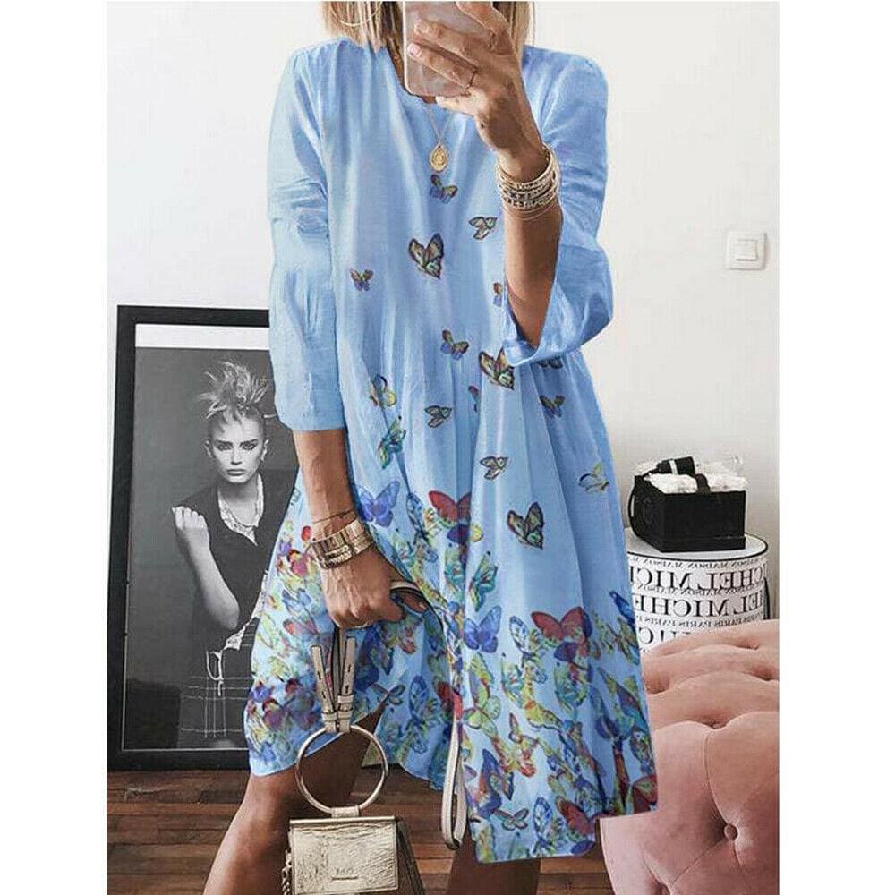 flowersverse Women Holiday Autumn Long Sleeve A-Line Ladies Casual Maxi Dress Summer Boho Beach Dress Sundress