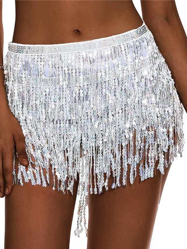 flowersverse Women's Swimwear Cover Up Swim Shorts Normal Swimsuit Tassel Pure Color Silver Black Blue Purple Gold Bathing Suits Sexy Vacation Neutral