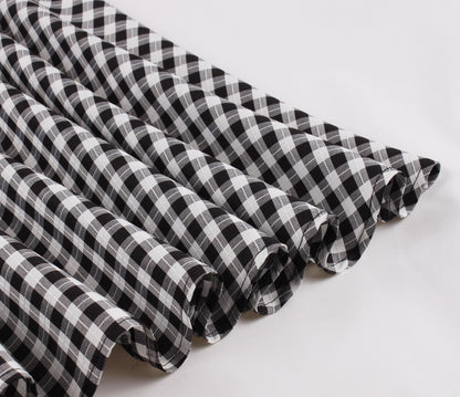 flowersverse Women Vintage Black and White Check Belt Dress